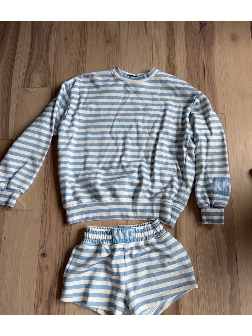 Striped Blue & White Crewneck Sweatshirt and Sweatshort